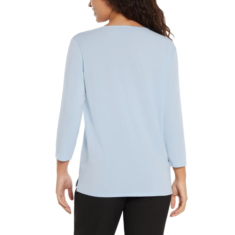 Banana Republic Womens' Black Relaxed Fit Tunic Style 3/4 Sleeve Blouse - Picture 12 of 14